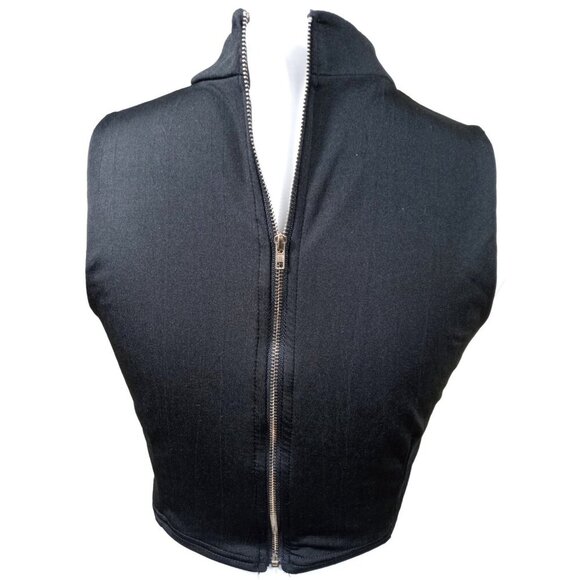 Black cut out choker neck crop top w/ full Zip Back Small Statement Making Sexy - Picture 5 of 8